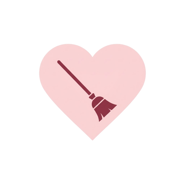 Pink heart and Broom