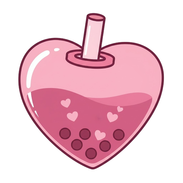 Pink heart and Bubble tea