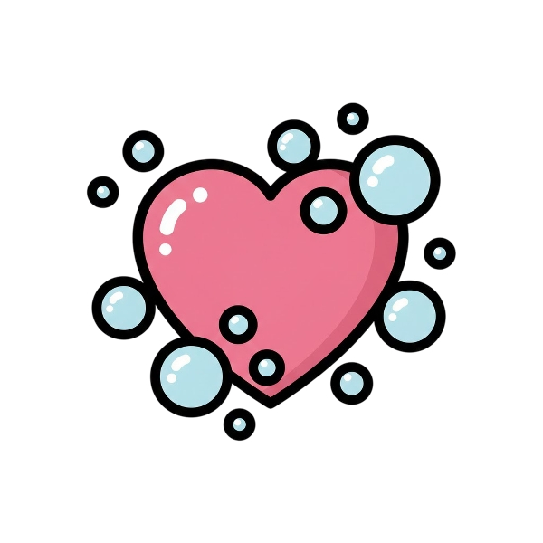 Pink heart and Bubbles
