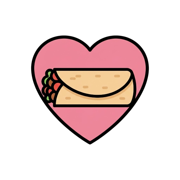 Pink heart and Burrito