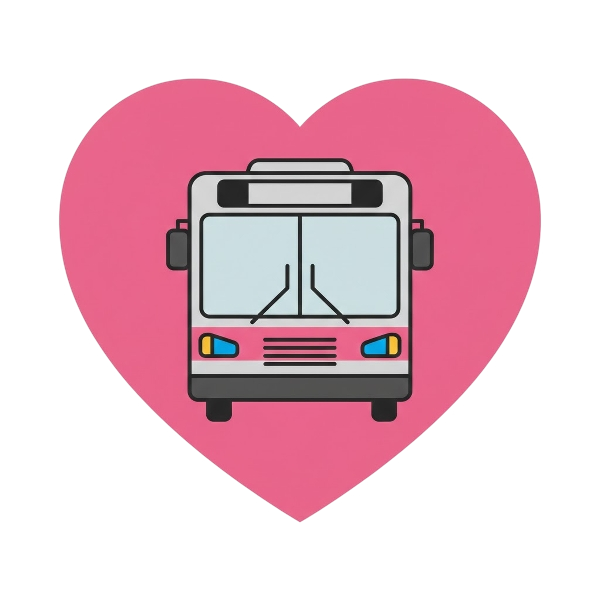 Pink heart and Bus