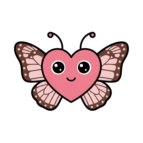 Pink heart and Butterfly