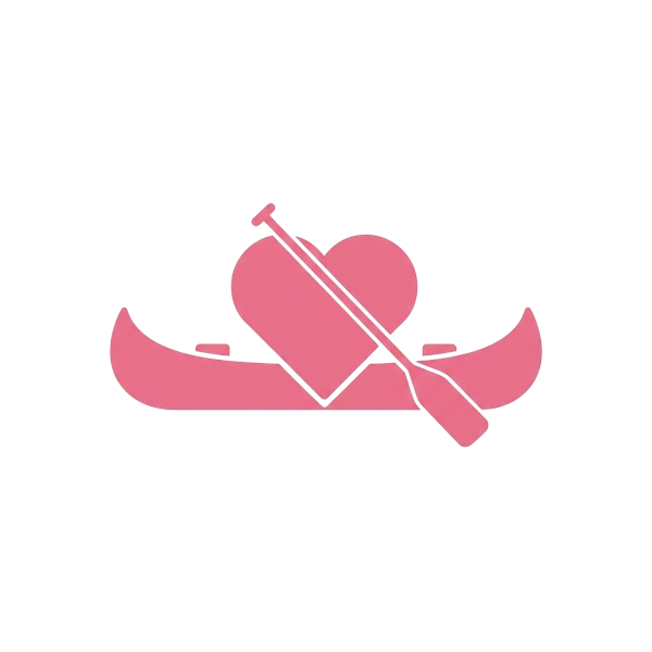 Pink heart and Canoe
