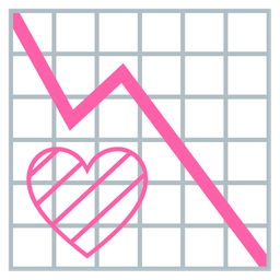 pink heart and chart decreasing