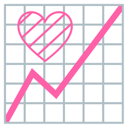 pink heart and chart increasing