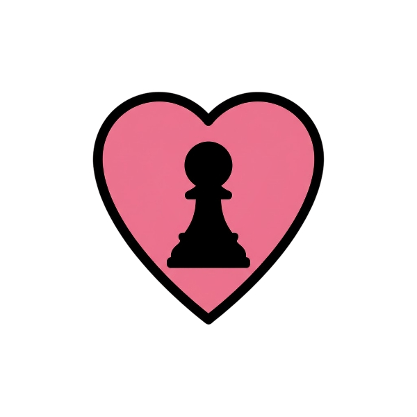Pink heart and Chess pawn