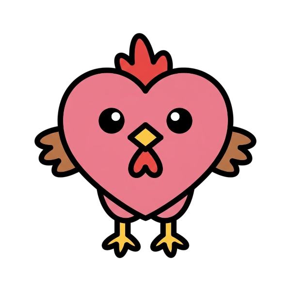 Pink heart and Chicken