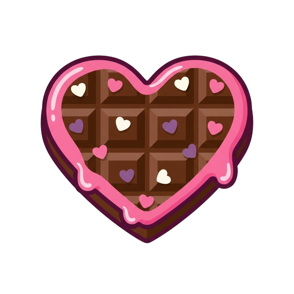 Pink heart and Chocolate bar