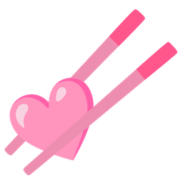 pink heart and chopsticks