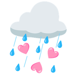 pink heart and cloud with rain