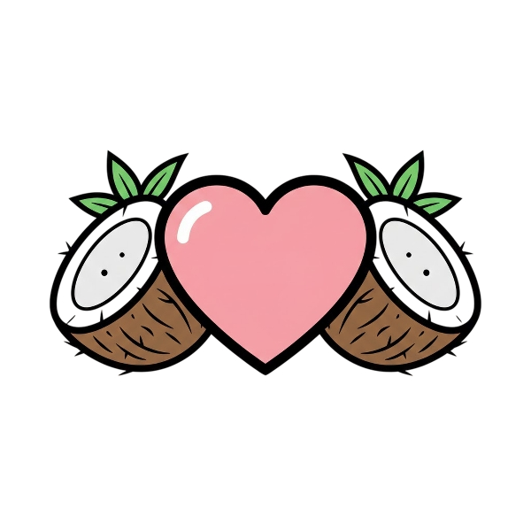 Pink heart and Coconut