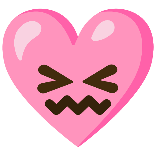 Pink heart and Confounded face
