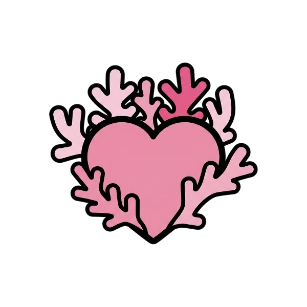 Pink heart and Coral