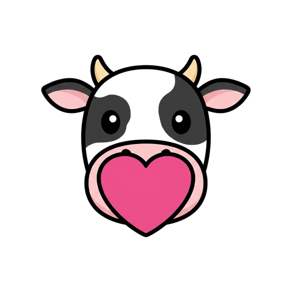 Pink heart and Cow face