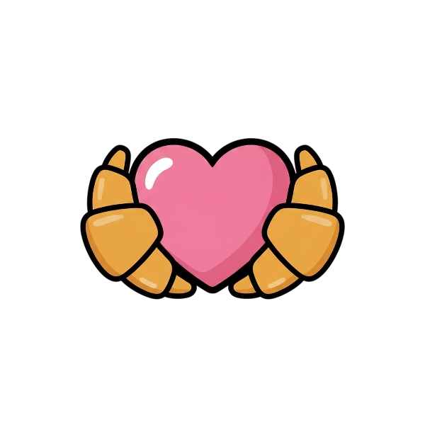 Pink heart and Croissant