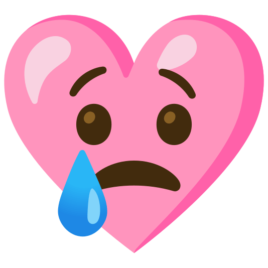 Pink heart and Crying face