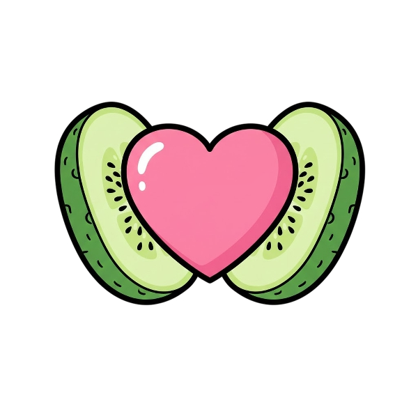 Pink heart and Cucumber