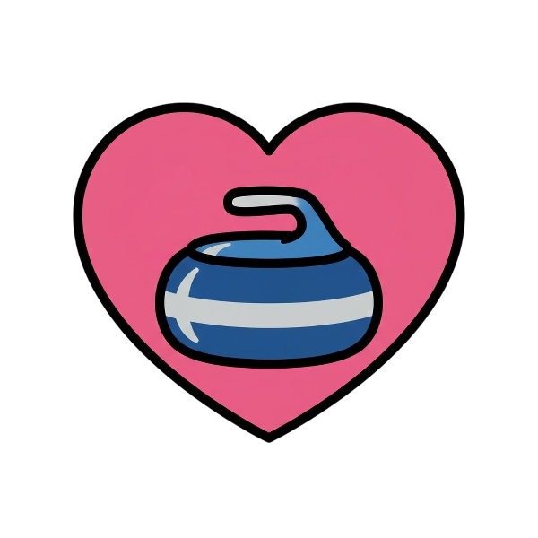 Pink heart and Curling stone