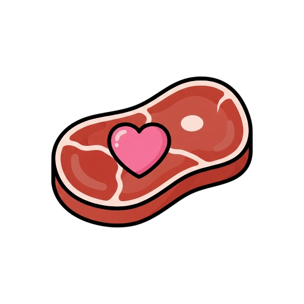 Pink heart and Cut of meat