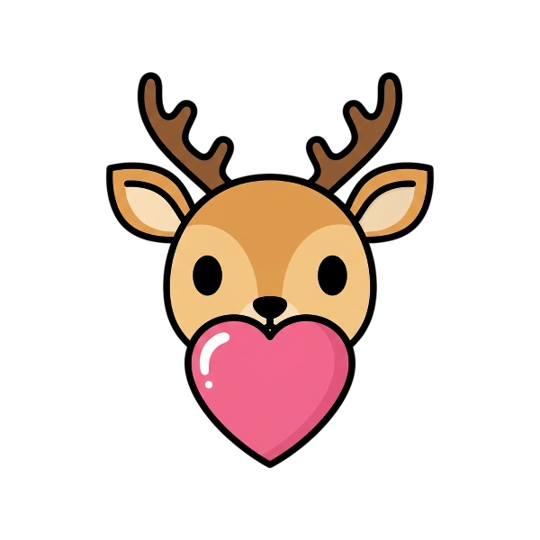 Pink heart and Deer