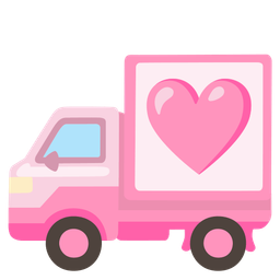 pink heart and delivery truck