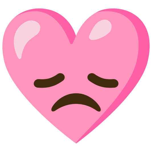Pink heart and Disappointed face