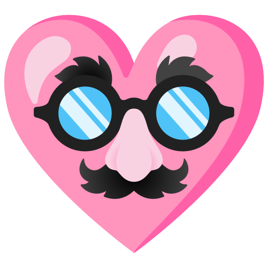 Pink heart and Disguised face