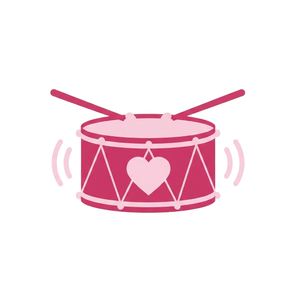 Pink heart and Drum