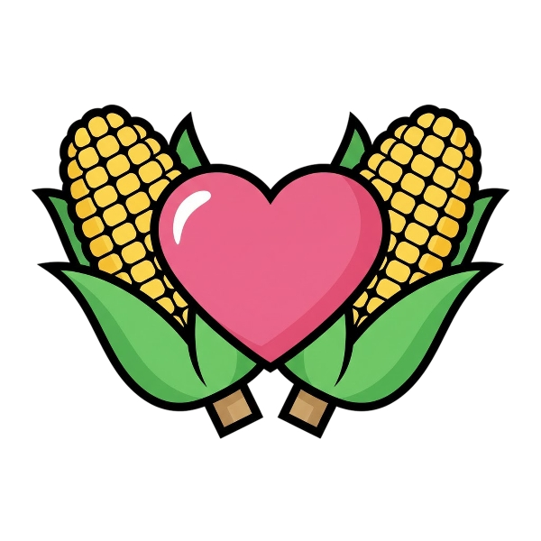 Pink heart and Ear of corn