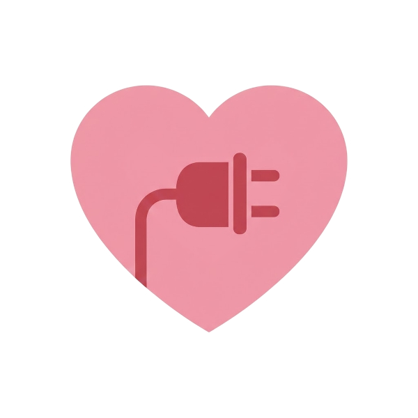 Pink heart and Electric plug