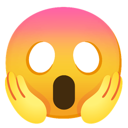 pink heart and face screaming in fear