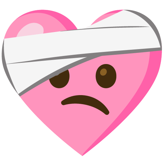 Pink heart and Face with head-bandage