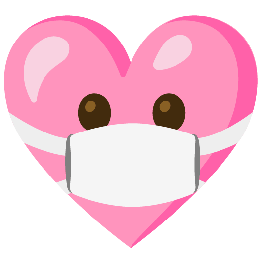 Pink heart and Face with medical mask