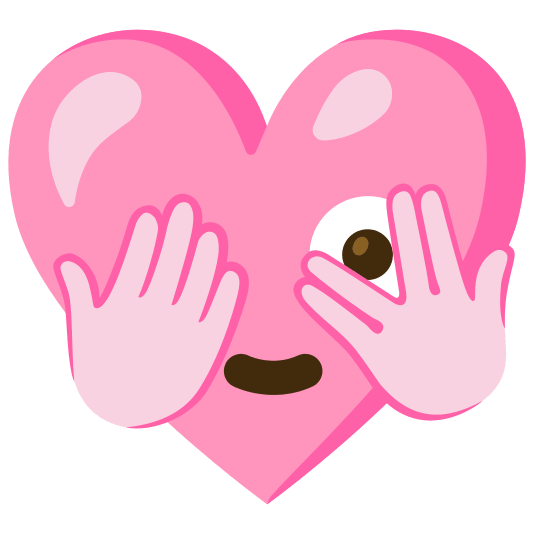 Pink heart and Face with peeking eye