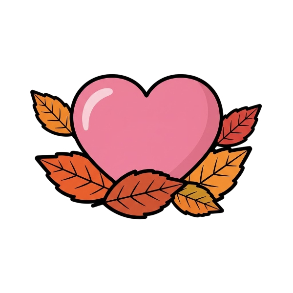 Pink heart and Fallen leaf