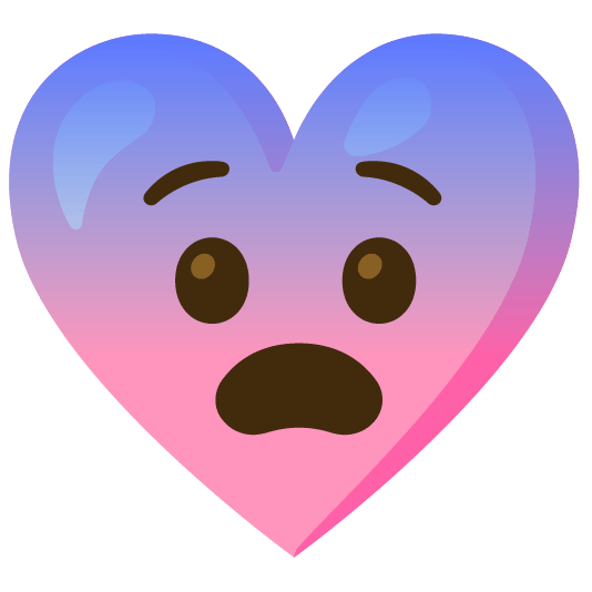 Pink heart and Fearful face