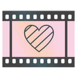 pink heart and film frames