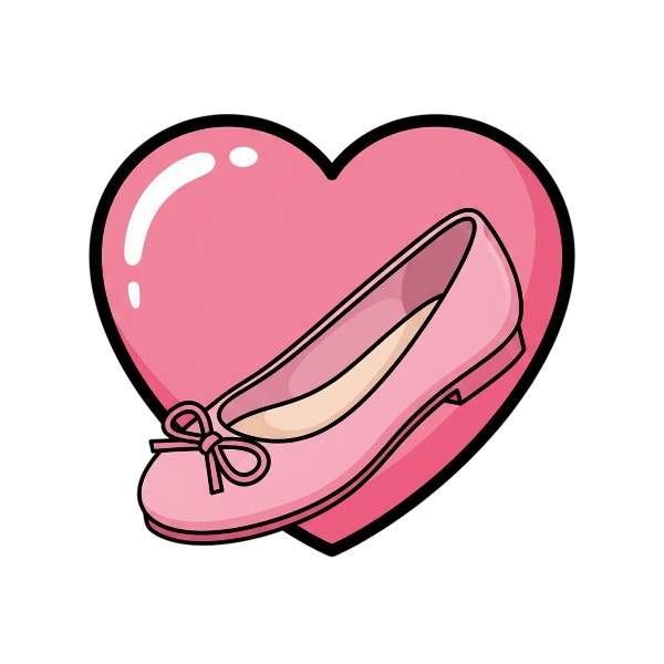 Pink heart and Flat shoe