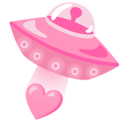 pink heart and flying saucer