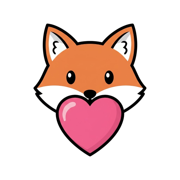 Pink heart and Fox