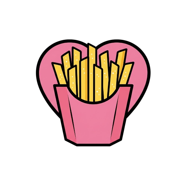 Pink heart and French fries