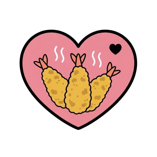 Pink heart and Fried shrimp