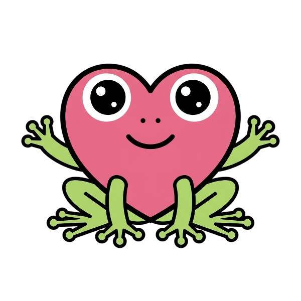 Pink heart and Frog