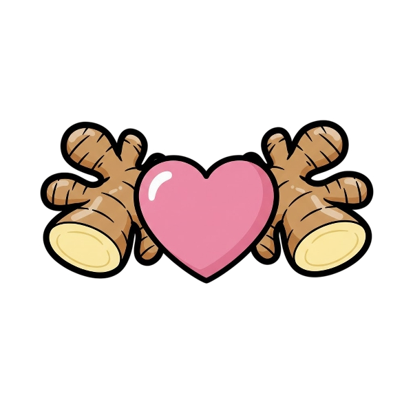 Pink heart and Ginger root