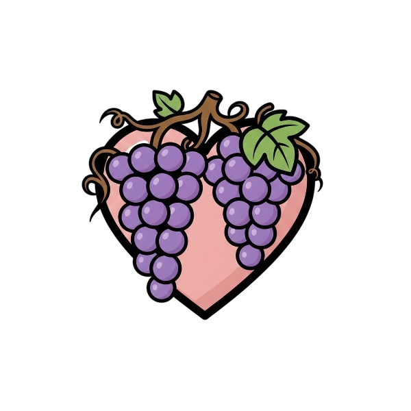 Pink heart and Grapes