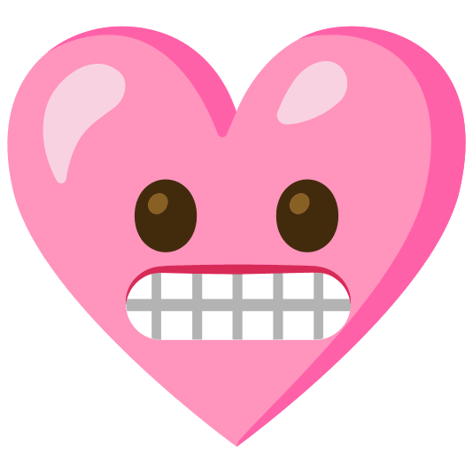 Pink heart and Grimacing face