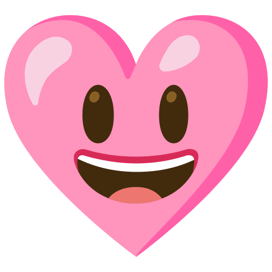 Pink heart and Grinning face with big eyes