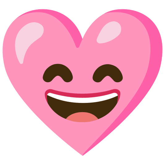 Pink heart and Grinning face with smiling eyes
