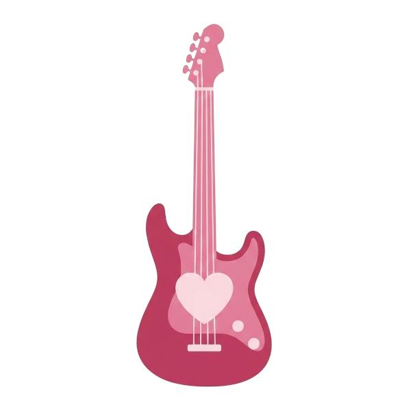 Pink heart and Guitar