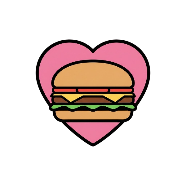 Pink heart and Hamburger